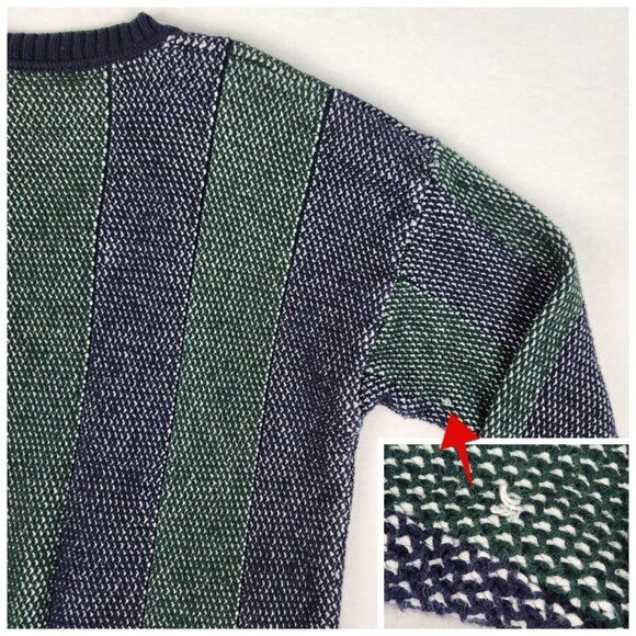 Izod Club Mens V Neck Sweater Size L Green Blue - Picture 7 of 8